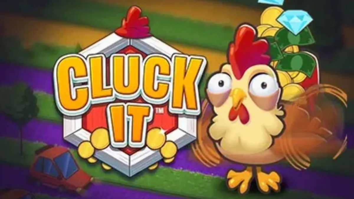Ayam lucu di game Cluck It dengan latar belakang peternakan
